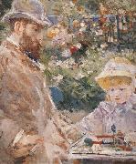 Berthe Morisot Detail of Manet and his daughter painting